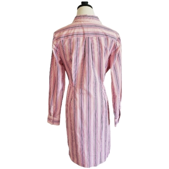 Calvin Klein Long Sleeve Tie Front Shirt Dress Button Front Striped Size 8 NWOT - Picture 2 of 5